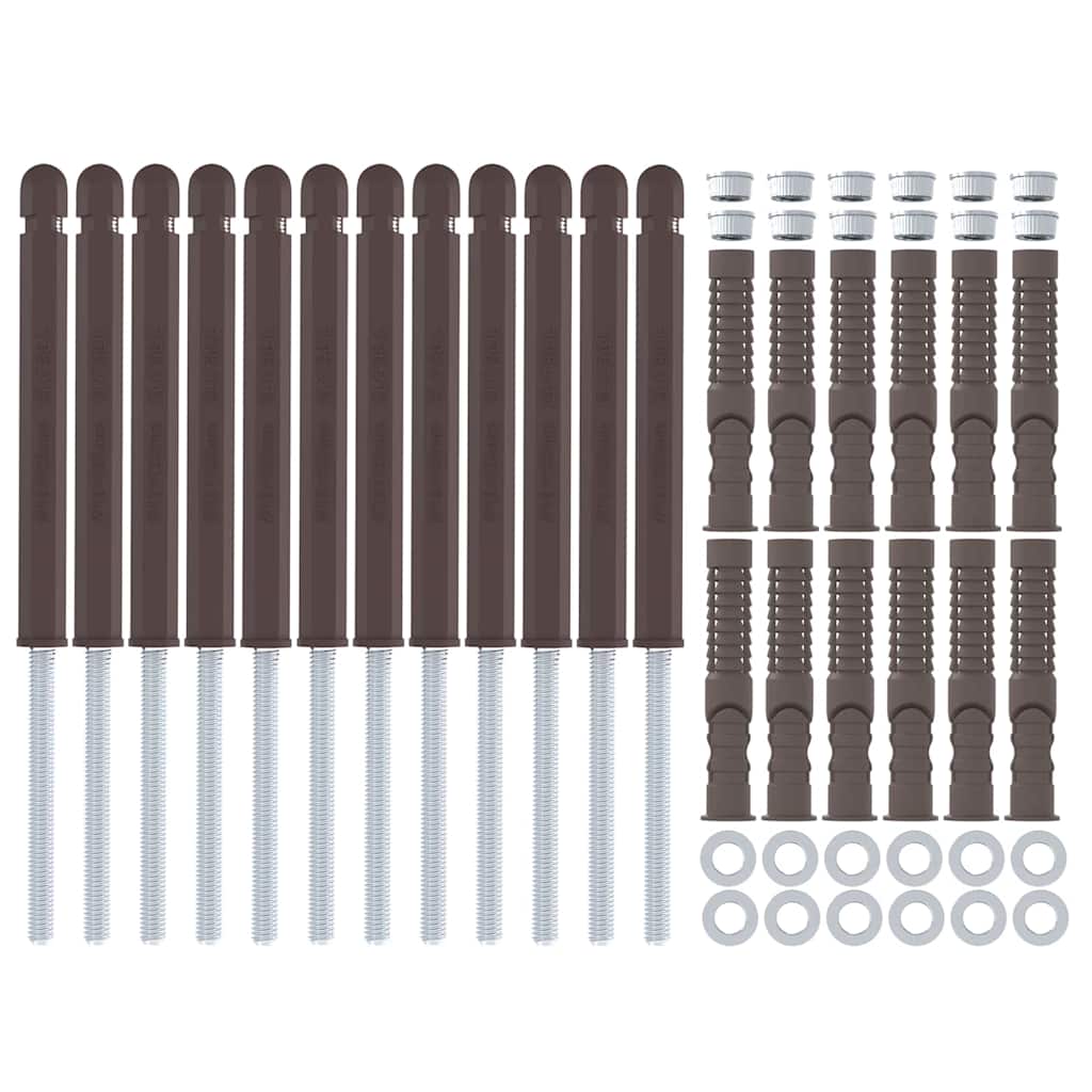 vidaXL Brackets pentru rafturi flotante 12 pcs Maro Ø12 x 190 mm Oțel vidaXL Brackets pentru rafturi flotante 12 pcs Maro Ø12 x 190 mm Oțel