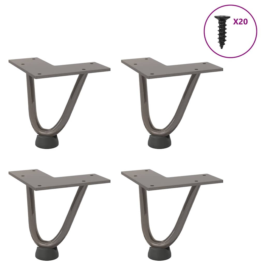 vidaXL Picioare tip agrafă pentru măsuță de cafea, 4 buc., oțel natural, 10 cm, oțel masiv