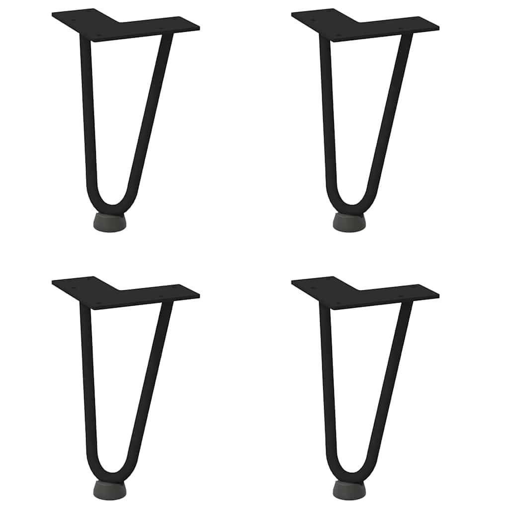 vidaXL Picioare tip agrafă pentru măsuță de cafea, 4 buc., negru, 20 cm, oțel masiv