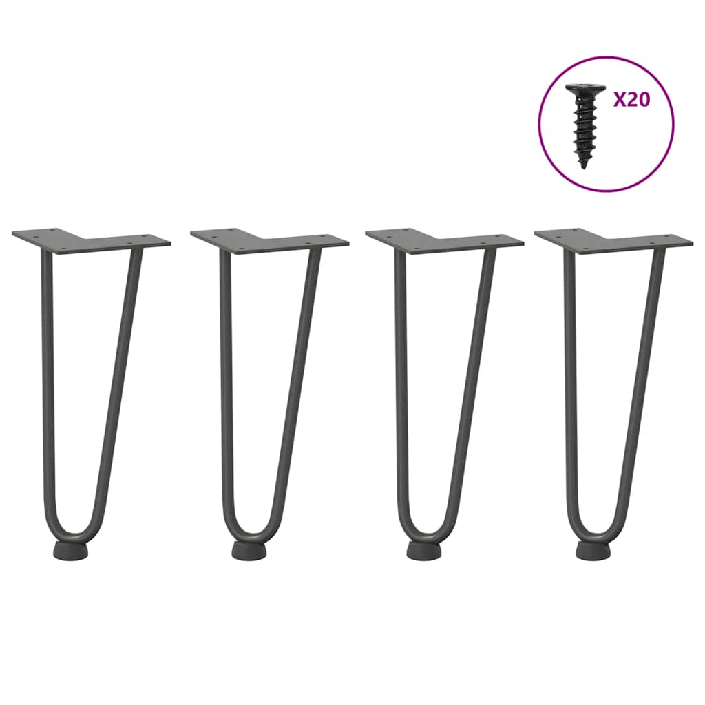 vidaXL Picioare tip agrafă pentru măsuță de cafea, 4 buc., antracit, 30 cm, oțel masiv
