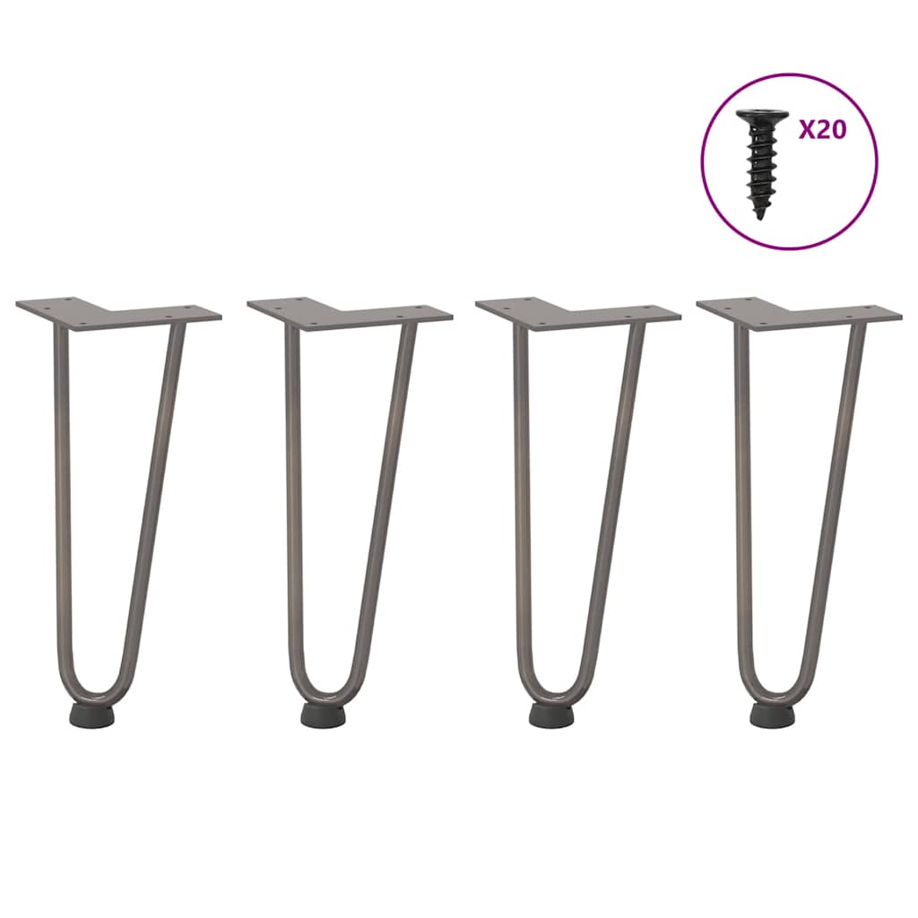 vidaXL Picioare tip agrafă pentru măsuță de cafea, 4 buc., oțel natural, 30 cm, oțel masiv vidaXL Picioare tip agrafă pentru măsuță de cafea, 4 buc., oțel natural, 30 cm, oțel masiv