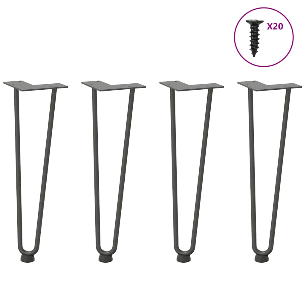 vidaXL Picioare tip agrafă pentru măsuță de cafea, 4 buc., antracit, 42 cm, oțel masiv