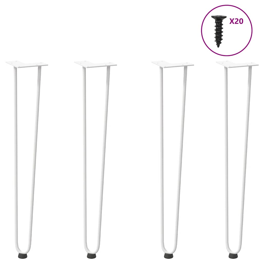 vidaXL picioare tip ac de păr pentru masă consolă, 4 buc., alb, 72 cm, oțel masiv vidaXL picioare tip ac de păr pentru masă consolă, 4 buc., alb, 72 cm, oțel masiv