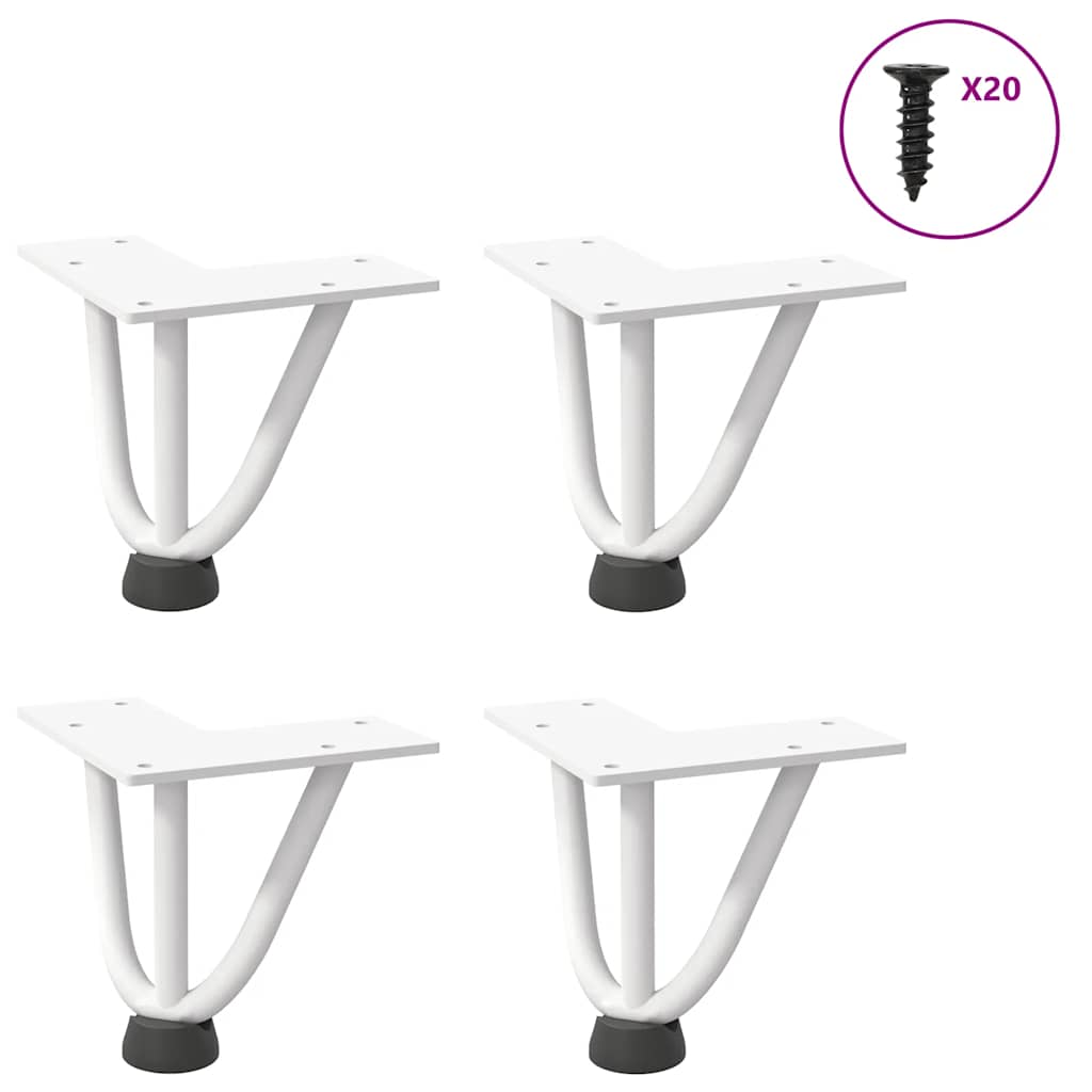 vidaXL Picioare tip agrafă pentru măsuță de cafea, 4 buc., alb, 10 cm, oțel masiv