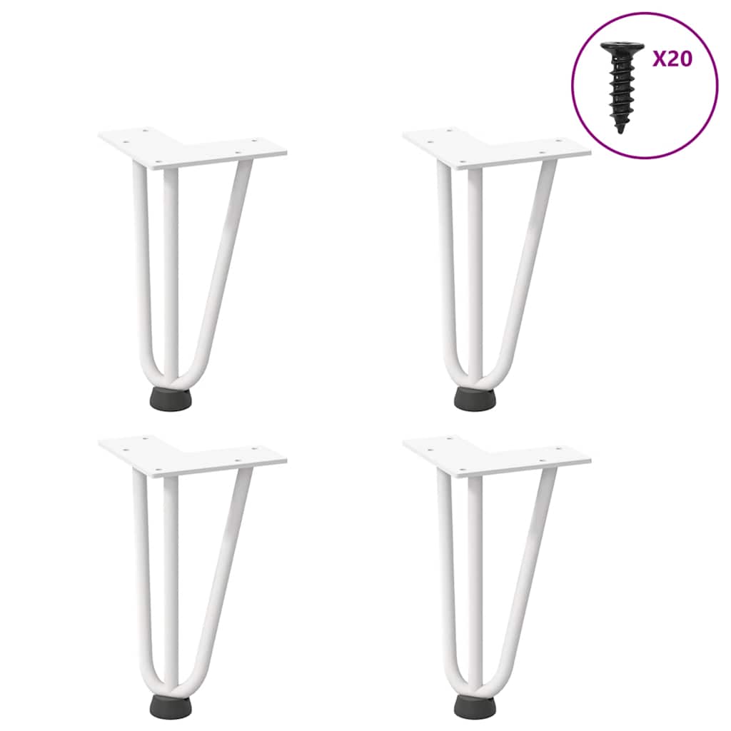 vidaXL Picioare tip agrafă pentru măsuță de cafea, 4 buc., alb, 20 cm, oțel masiv vidaXL Picioare tip agrafă pentru măsuță de cafea, 4 buc., alb, 20 cm, oțel masiv