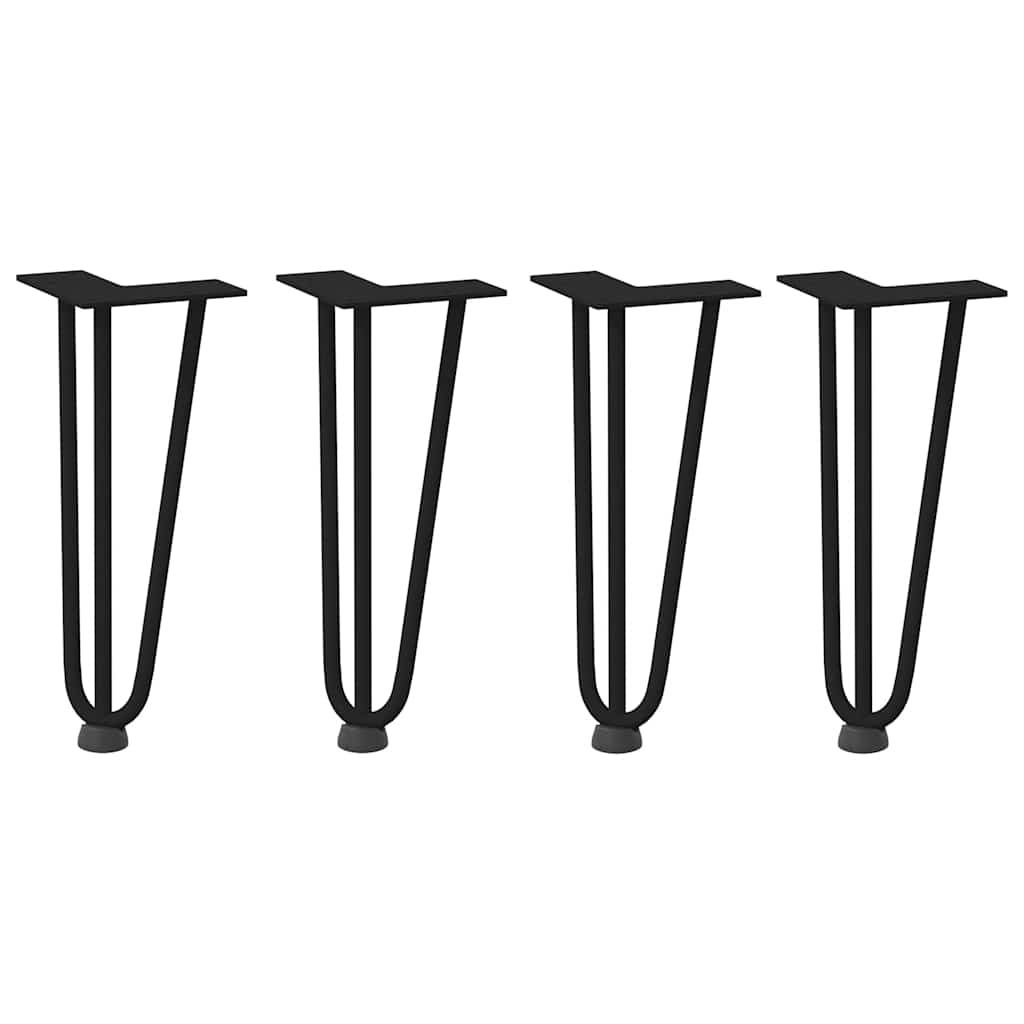 vidaXL Picioare tip agrafă pentru măsuță de cafea, 4 buc., negru, 30 cm, oțel masiv