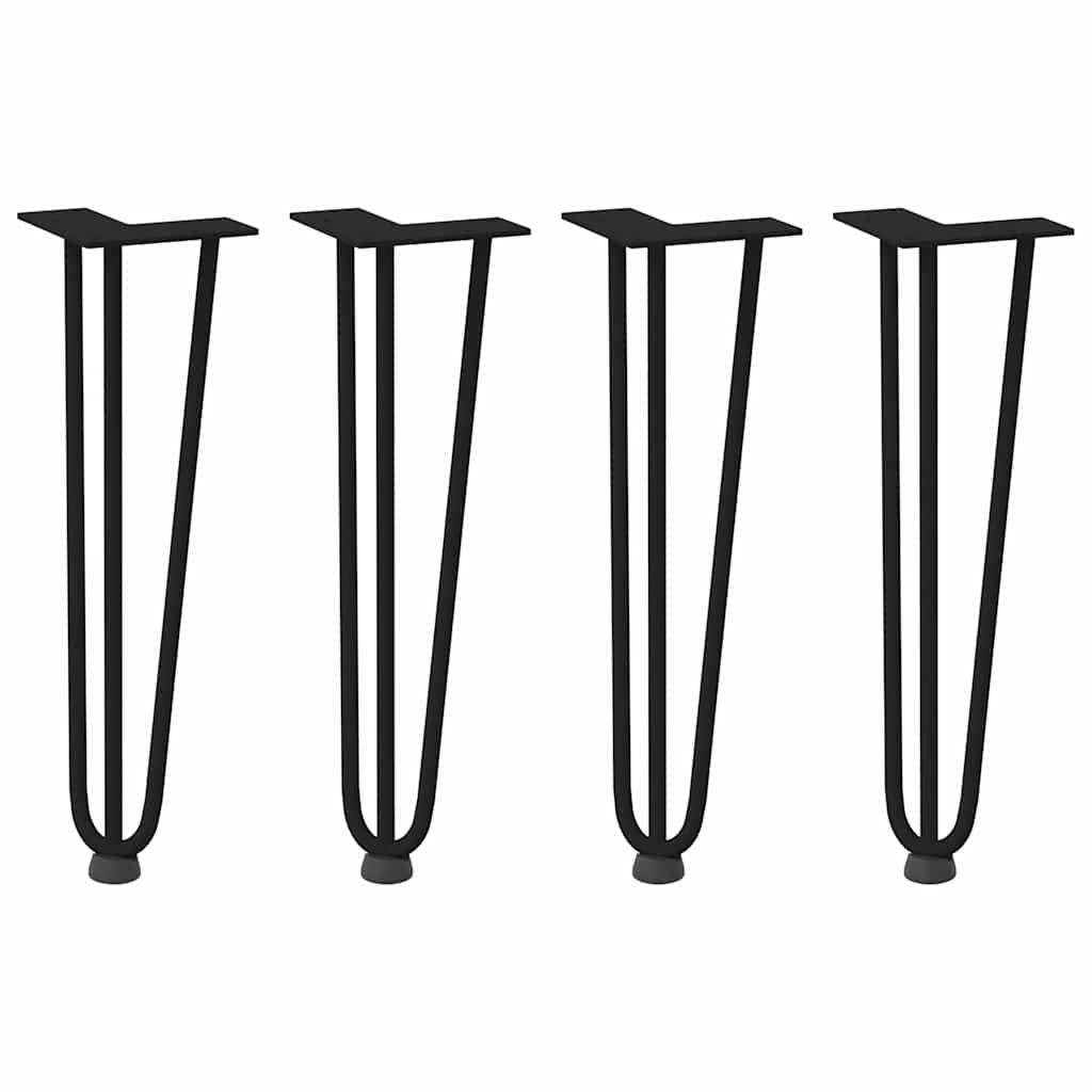 vidaXL Picioare tip agrafă pentru măsuță de cafea, 4 buc., negru, 42 cm, oțel masiv