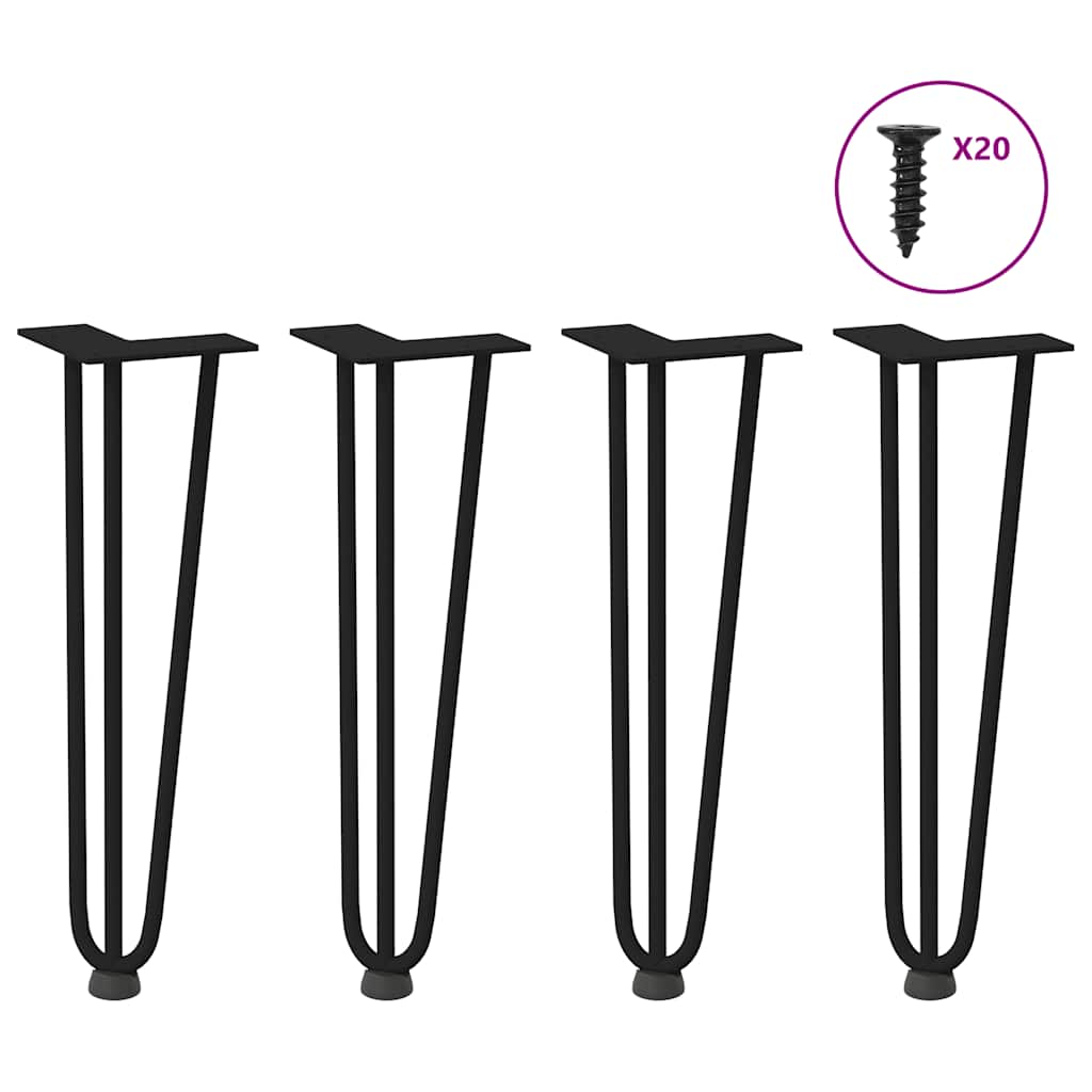 vidaXL Picioare tip agrafă pentru măsuță de cafea, 4 buc., negru, 42 cm, oțel masiv
