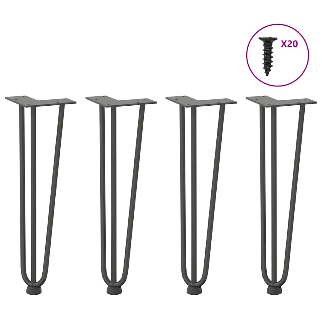vidaXL Picioare tip agrafă pentru măsuță de cafea, 4 buc., antracit, 42 cm, oțel masiv