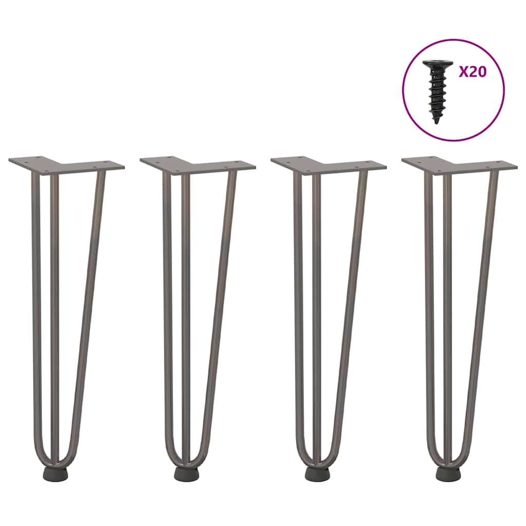 vidaXL Picioare tip agrafă pentru măsuță de cafea, 4 buc., oțel natural, 42 cm, oțel masiv