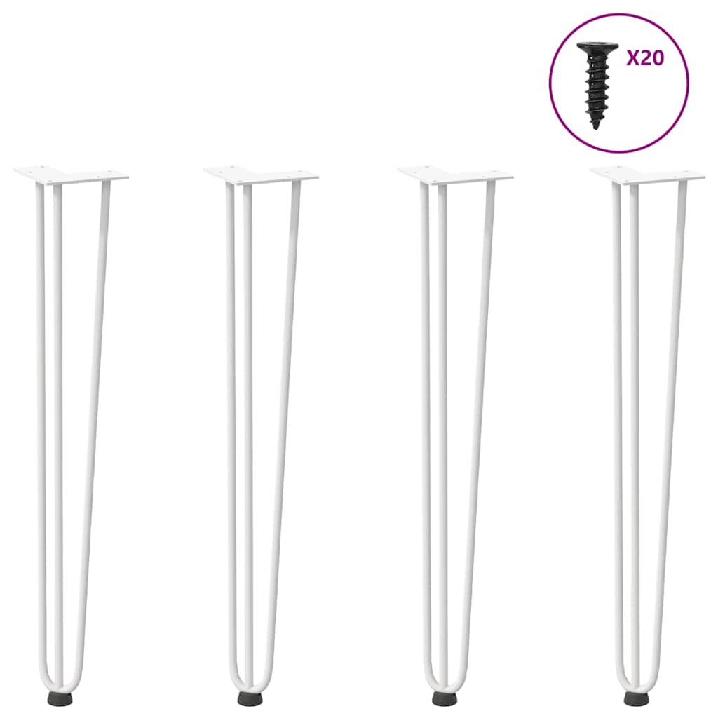 vidaXL picioare tip ac de păr pentru masă consolă, 4 buc., alb, 72 cm, oțel masiv vidaXL picioare tip ac de păr pentru masă consolă, 4 buc., alb, 72 cm, oțel masiv