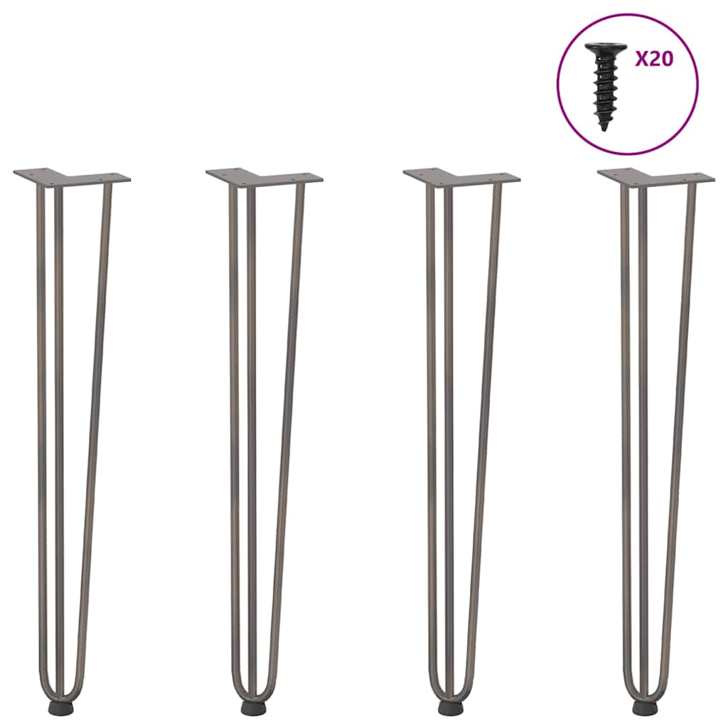 vidaXL picioare tip ac de păr pentru masă consolă, 4 buc., oțel natural, 72 cm, oțel masiv vidaXL picioare tip ac de păr pentru masă consolă, 4 buc., oțel natural, 72 cm, oțel masiv