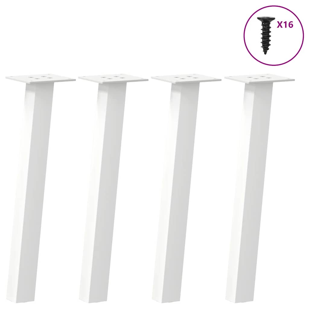 vidaXL Picioare pentru măsuță de cafea, 4 buc., alb, 42 cm, oțel vidaXL Picioare pentru măsuță de cafea, 4 buc., alb, 42 cm, oțel