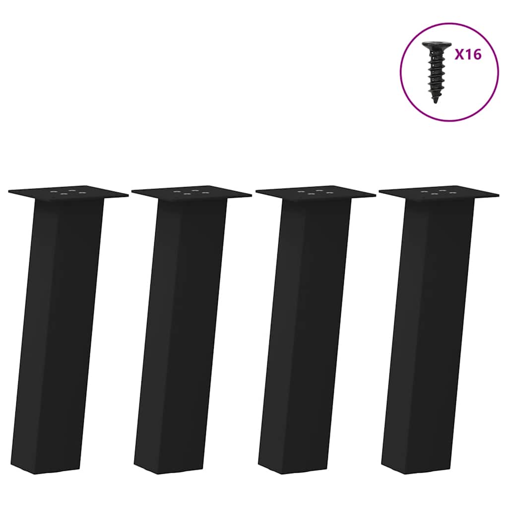 vidaXL Picioare pentru măsuță de cafea, 4 buc., negru, 42 cm, oțel