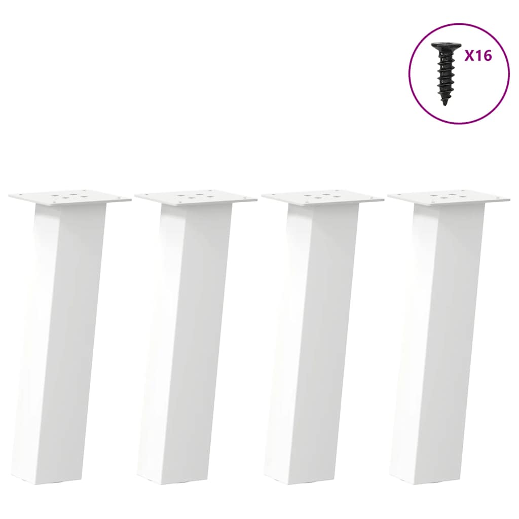 vidaXL Picioare pentru măsuță de cafea, 4 buc., alb, 42 cm, oțel vidaXL Picioare pentru măsuță de cafea, 4 buc., alb, 42 cm, oțel