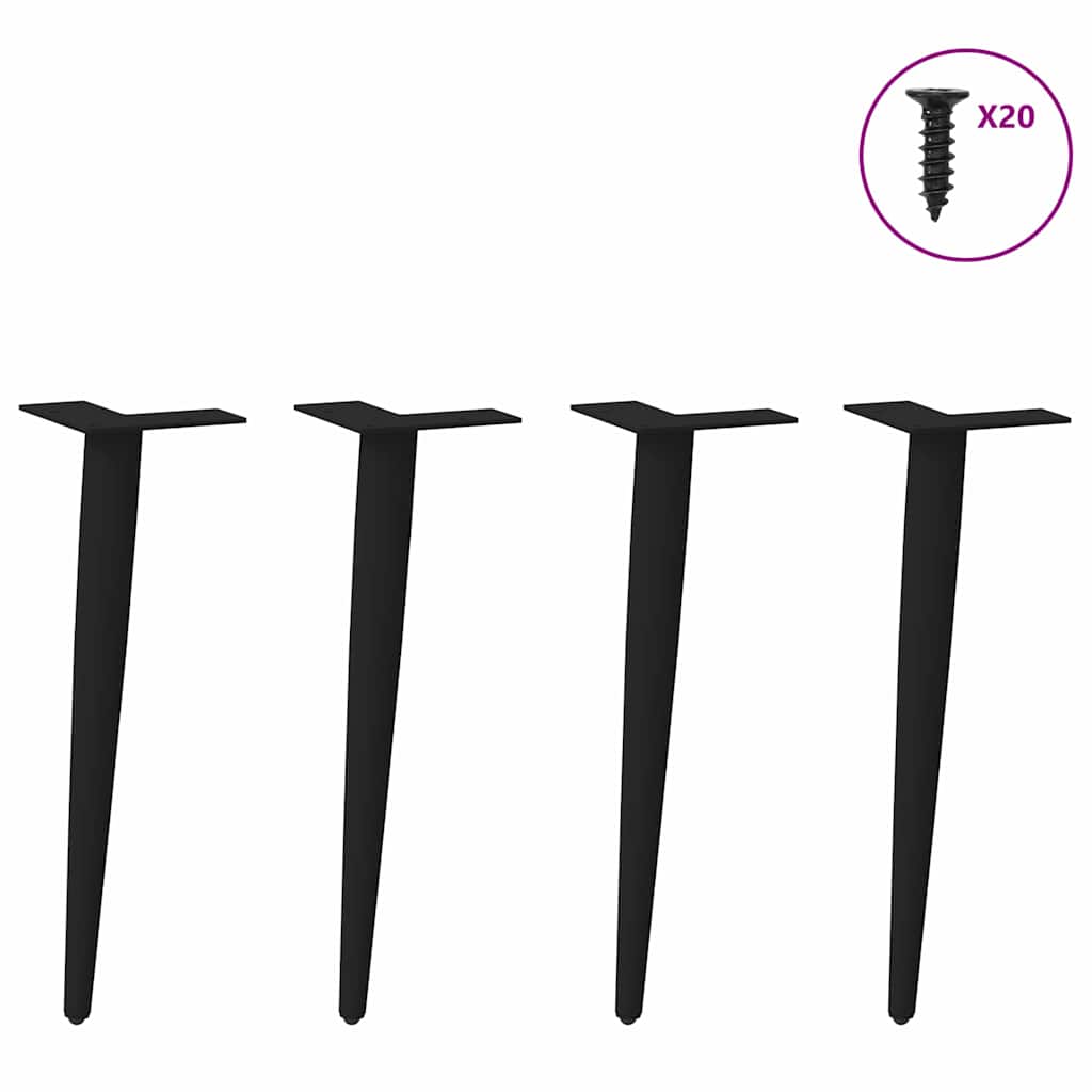 vidaXL Picioare pentru măsuță de cafea, formă conică, 4 buc., negru, 42-43 cm, oțel vidaXL Picioare pentru măsuță de cafea, formă conică, 4 buc., negru, 42-43 cm, oțel
