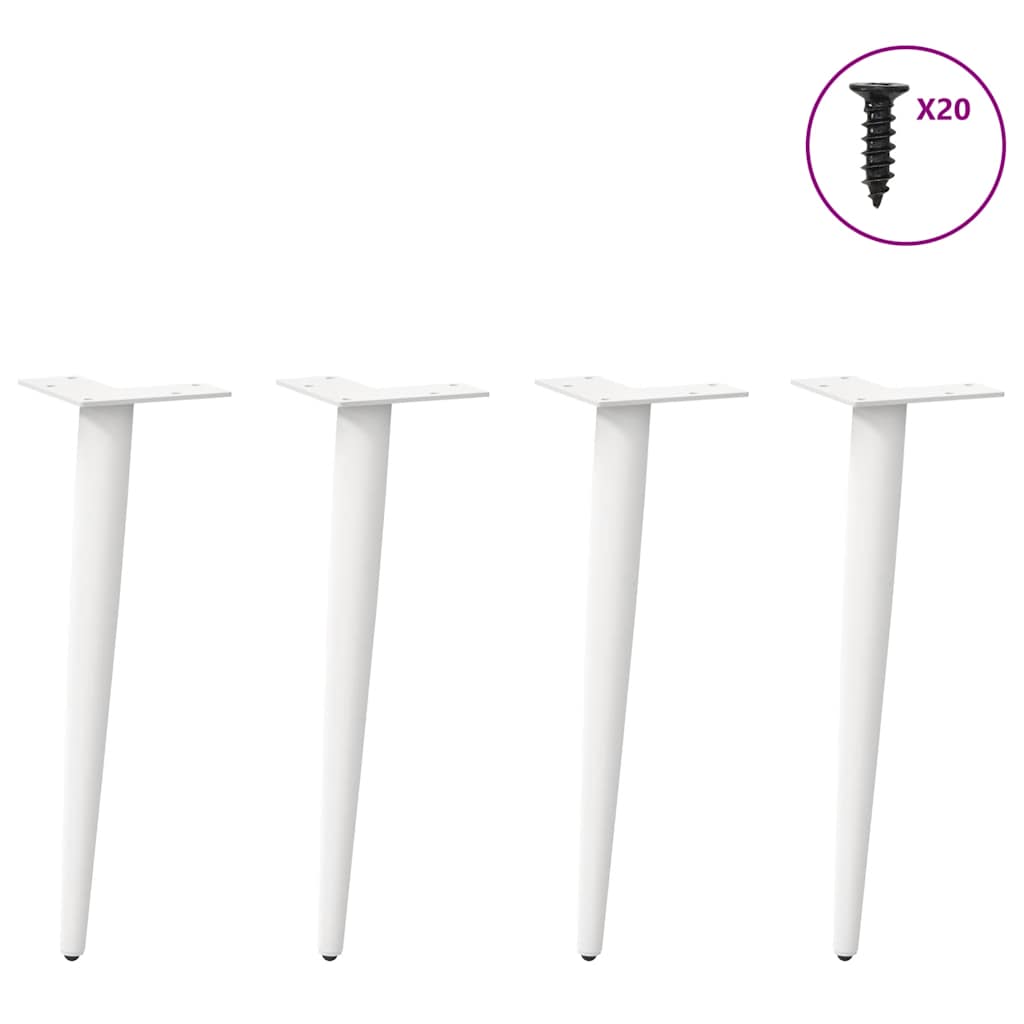 vidaXL Picioare pentru măsuță de cafea, formă conică, 4 buc., alb, 42-43 cm, oțel