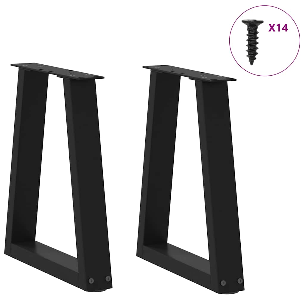 vidaXL Picioare pentru măsuță de cafea în formă de V, 2 buc., negru, 38x (42-43,3) cm, oțel