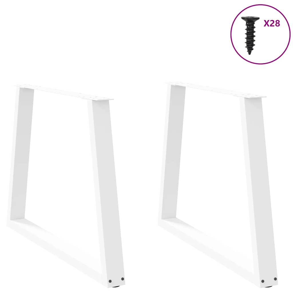 vidaXL Picioare de masă în formă de V, 2 buc., alb, 90x (72-73,3) cm, oțel