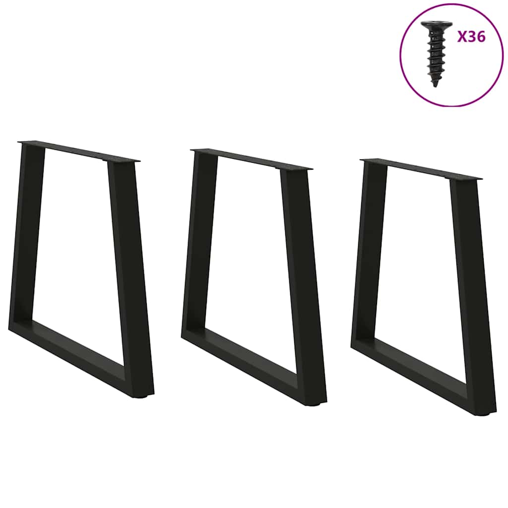 vidaXL Picioare de masă în formă de V, 3 buc., negru, 70x (72-73,3) cm, oțel