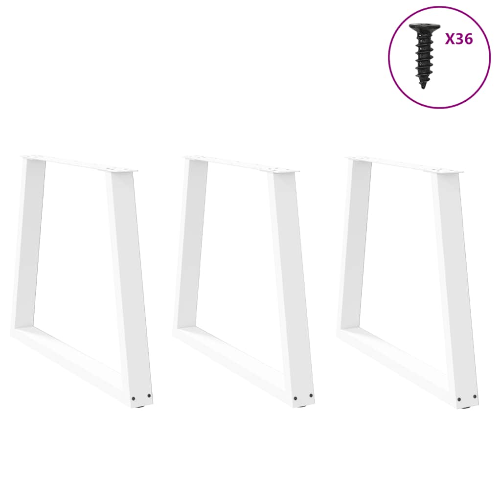 vidaXL Picioare de masă în formă de V, 3 buc., alb, 70x (72-73,3) cm, oțel