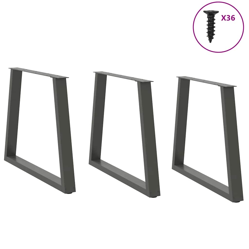vidaXL Picioare de masă în formă de V, 3 buc., antracit, 70x(72-73,3) cm, oțel