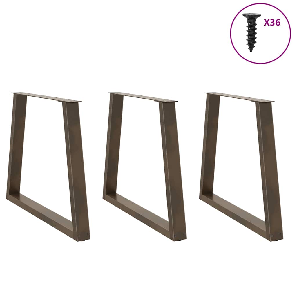 vidaXL Picioare de masă în formă de V, 3 buc., oțel natural, 70x(72-73,3) cm