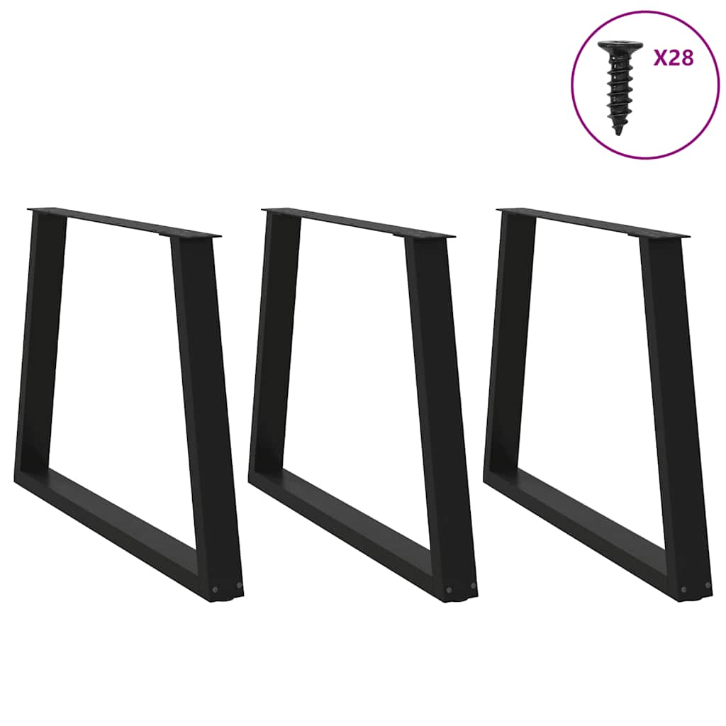 vidaXL Picioare de masă în formă de V, 3 buc., negru, 90x (72-73,3) cm, oțel