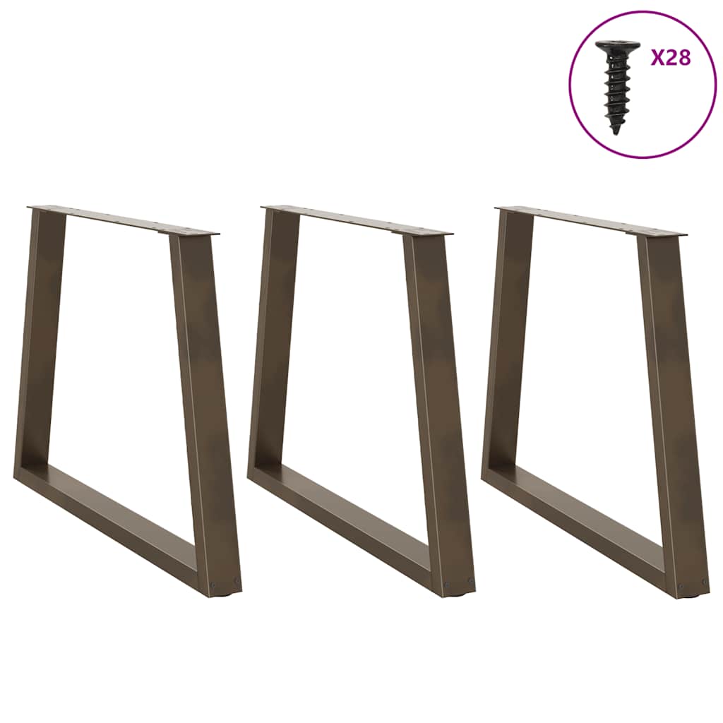vidaXL Picioare de masă în formă de V, 3 buc., oțel natural, 90 x (72-73,3) cm