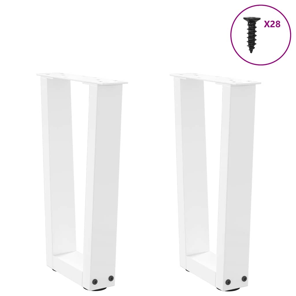 vidaXL Picioare pentru măsuță de cafea în formă de V, 2 buc., alb, 28x (42-43,3) cm, oțel