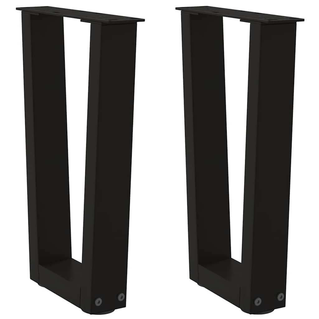 vidaXL Picioare pentru măsuță de cafea în formă de V, 2 buc., negru, 38x (42-43,3) cm, oțel