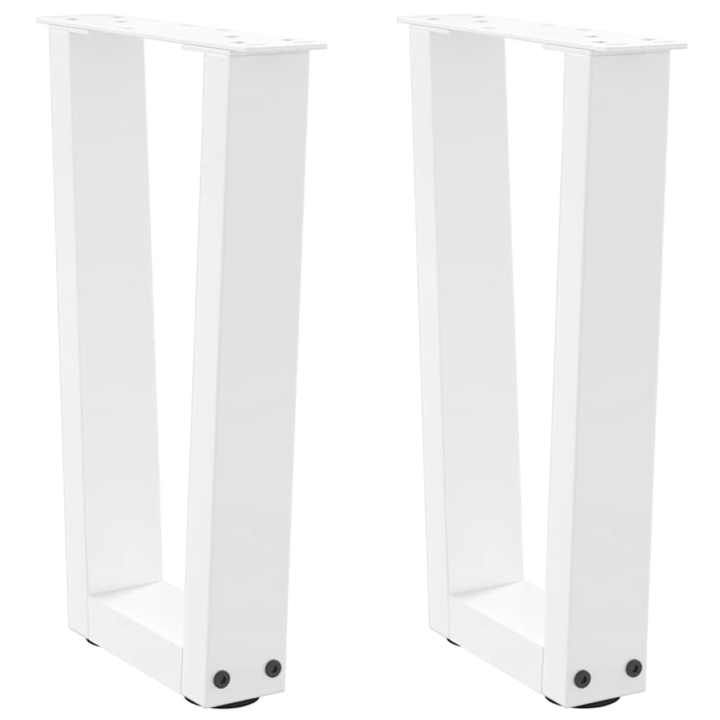 vidaXL Picioare pentru măsuță de cafea în formă de V, 2 buc., alb, 38x(42-43,3) cm, oțel