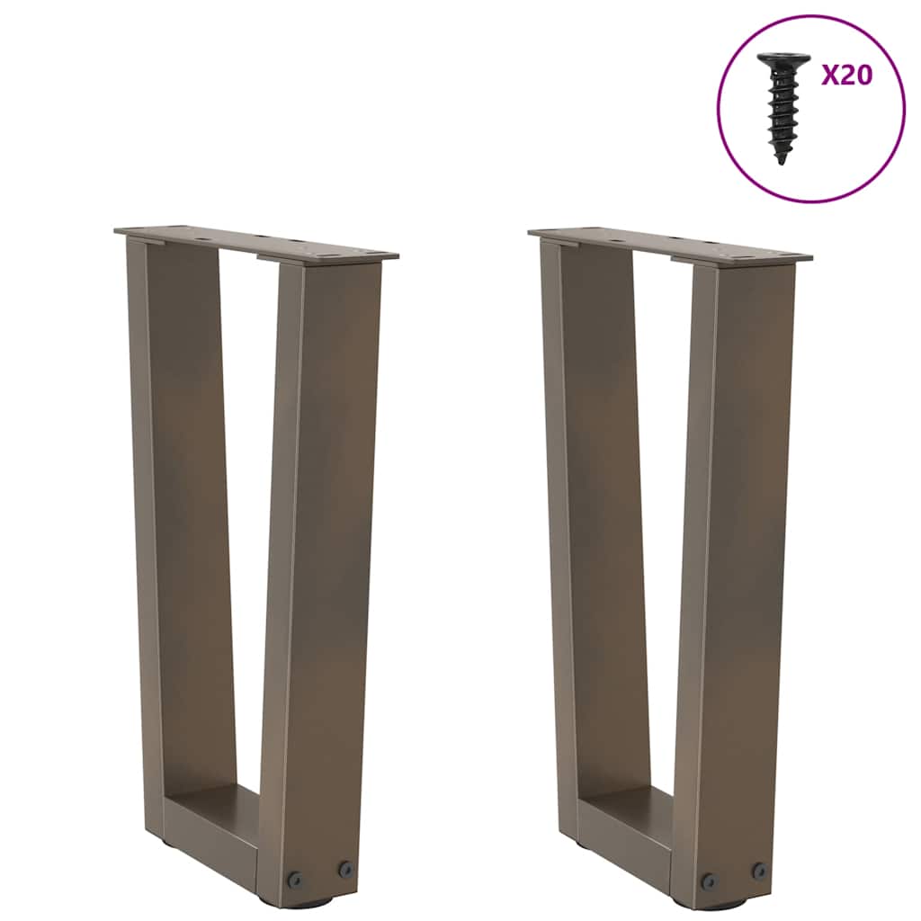 vidaXL Picioare pentru măsuță de cafea în formă de V, 2 buc., oțel natural, 38x(42-43,3) cm
