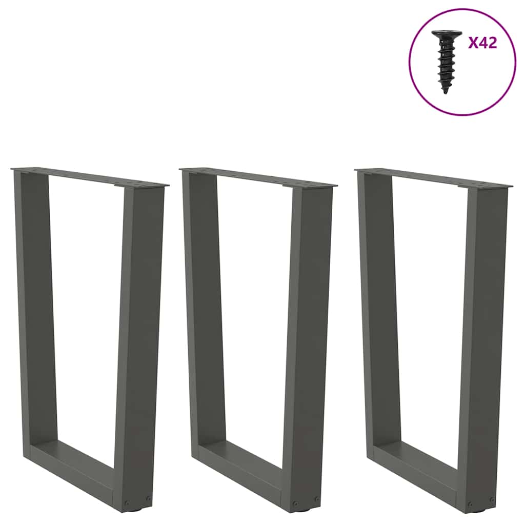 vidaXL Picioare de masă în formă de V, 3 buc., antracit, 70x(72-73,3) cm, oțel