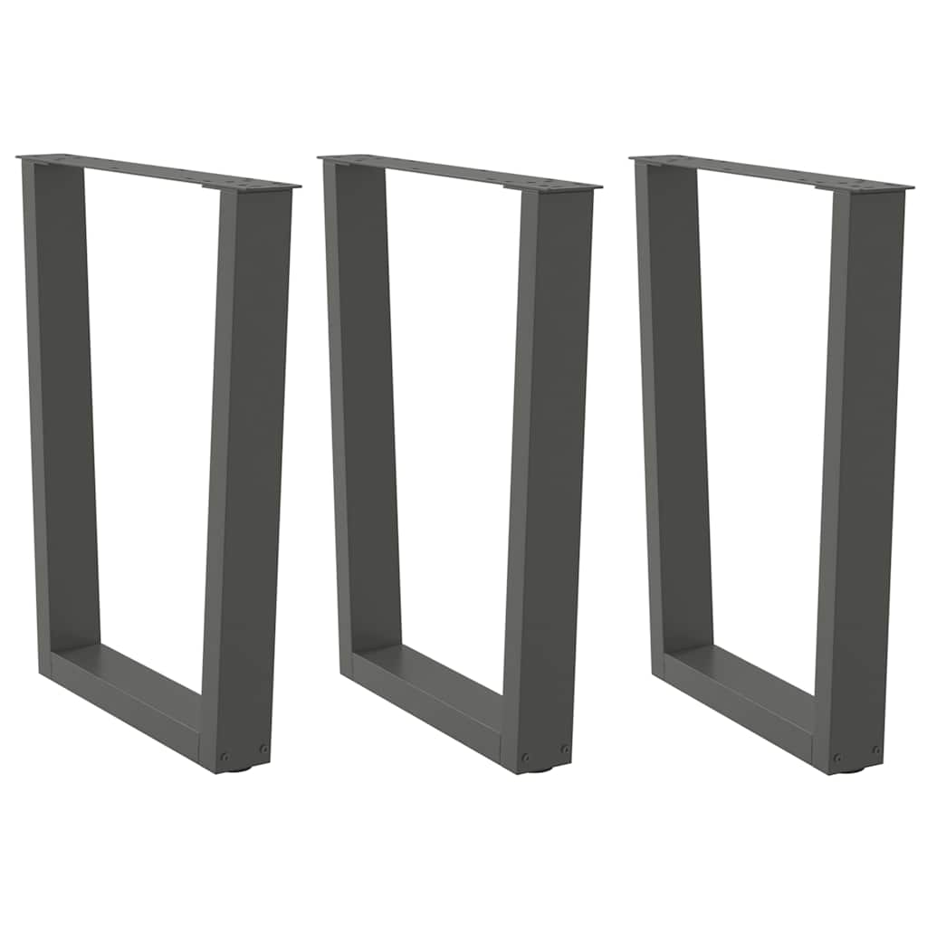 vidaXL Picioare de masă în formă de V, 3 buc., antracit, 70x(72-73,3) cm, oțel
