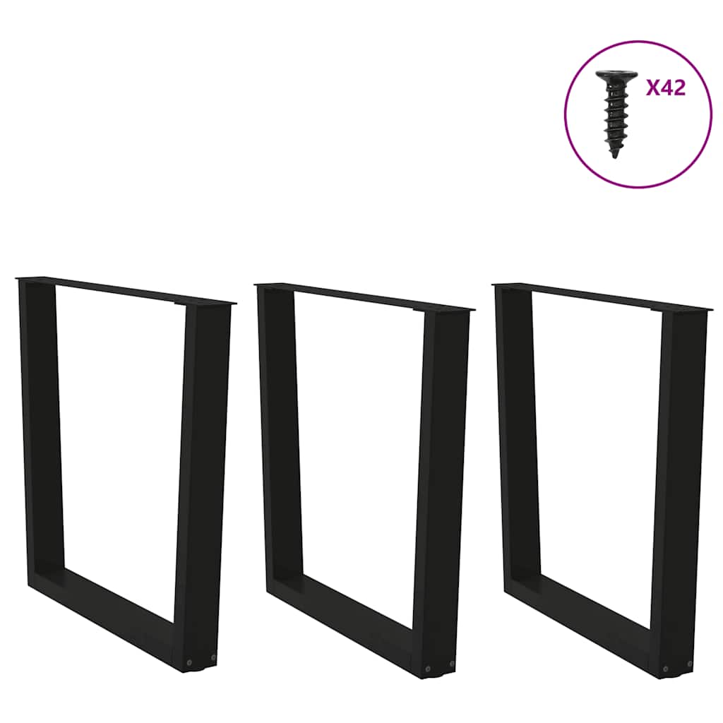 vidaXL Picioare de masă în formă de V, 3 buc., negru, 80x(72-73,3) cm, oțel