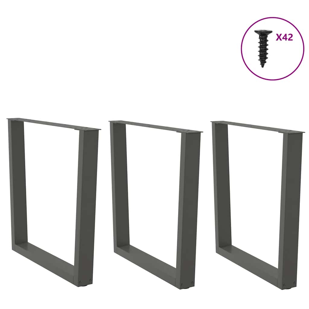 vidaXL Picioare de masă în formă de V, 3 buc., antracit, 90x(72-73,3) cm, oțel