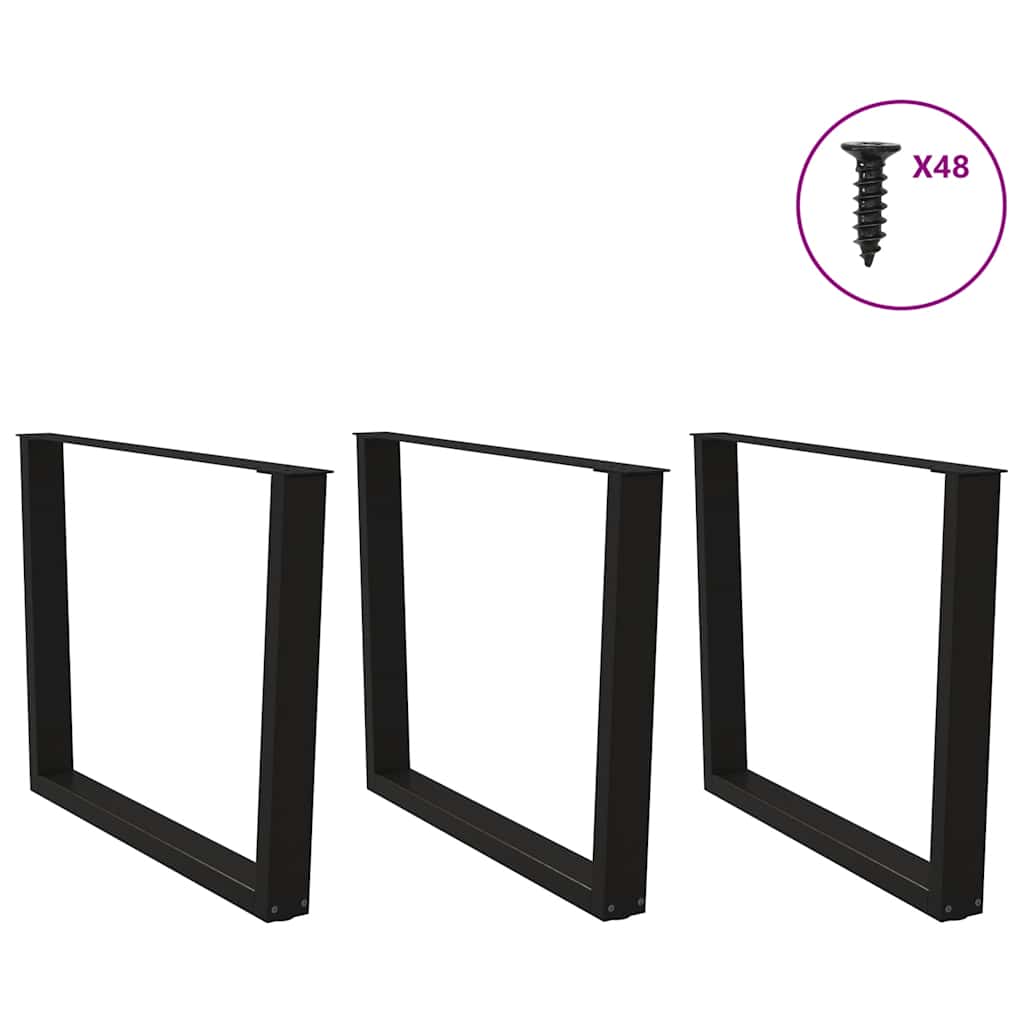 vidaXL Picioare de masă în formă de V, 3 buc., negru, 100 x (72-73,3) cm, oțel