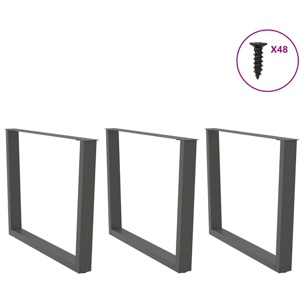 vidaXL Picioare de masă în formă de V, 3 buc., antracit, 100x(72-73,3) cm, oțel