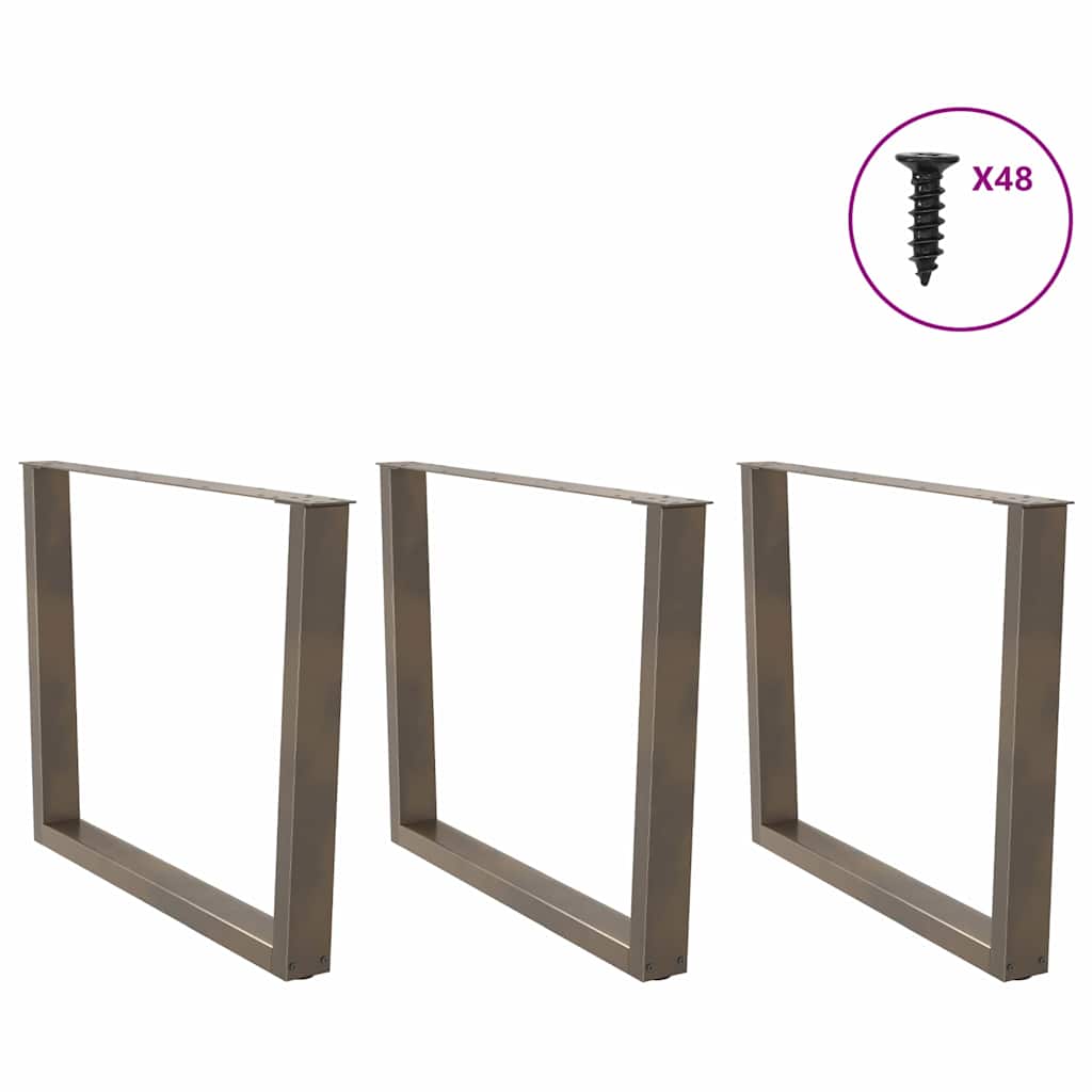 vidaXL Picioare de masă în formă de V, 3 buc., oțel natural, 100 x (72-73,3) cm
