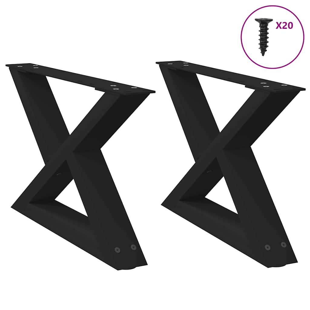 vidaXL Picioare pentru măsuță de cafea, 2 buc., negru, 60x(30-31,3) cm, oțel vidaXL Picioare pentru măsuță de cafea, 2 buc., negru, 60x(30-31,3) cm, oțel