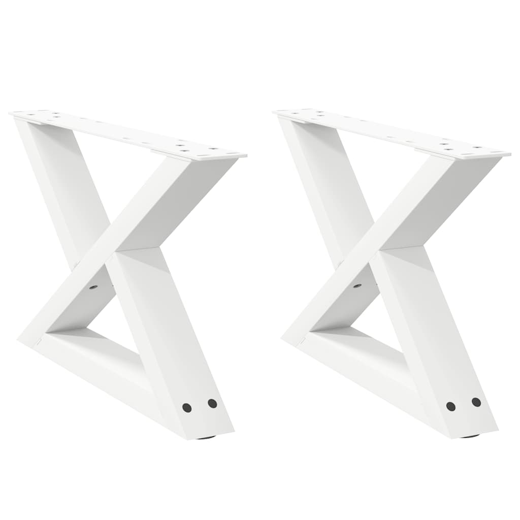 vidaXL Picioare pentru măsuță de cafea, 2 buc., alb, 60x(30-31,3) cm, oțel