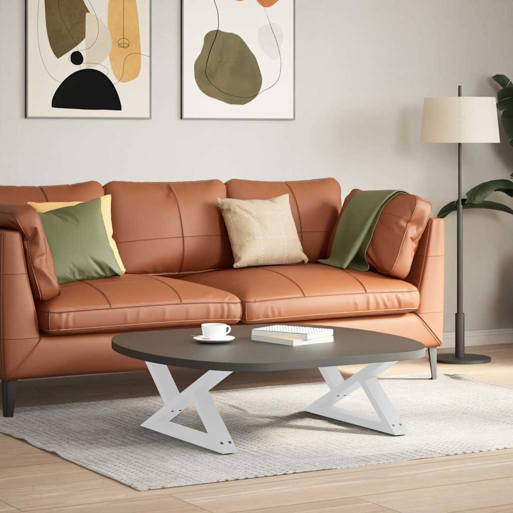 vidaXL Picioare pentru măsuță de cafea, 2 buc., alb, 70x(30-31,3) cm, oțel