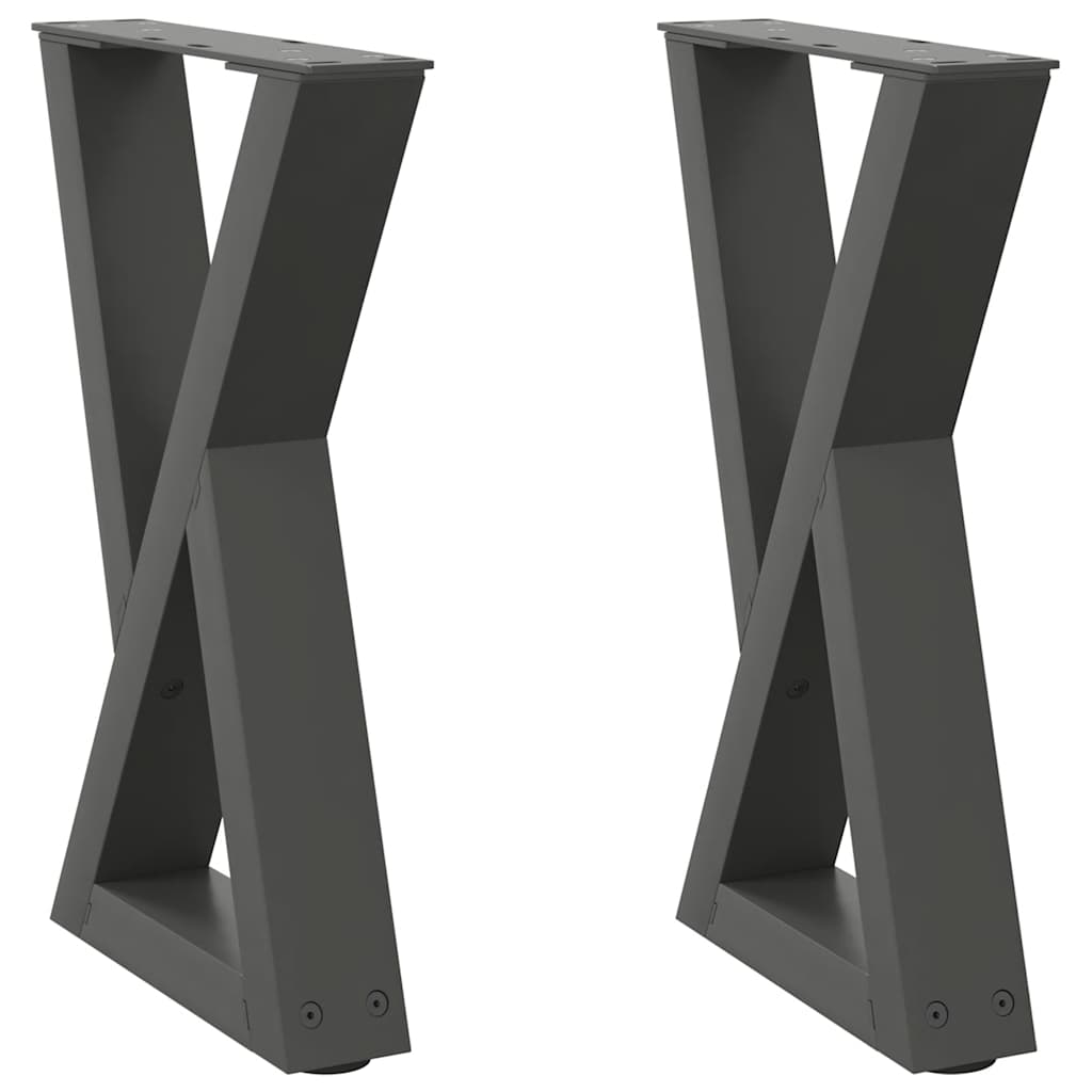 vidaXL Picioare pentru măsuță de cafea, 2 buc., antracit, 28x(42-43,3) cm, oțel