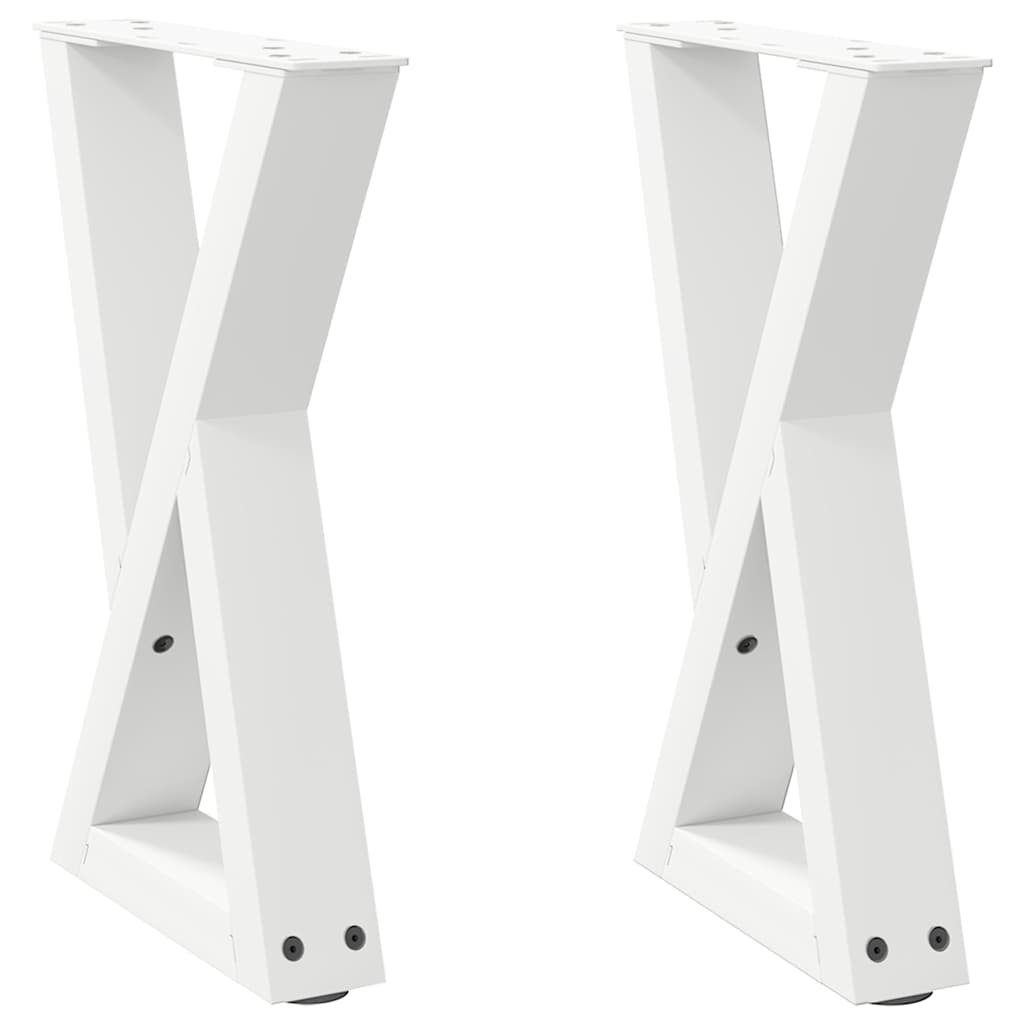 vidaXL Picioare pentru măsuță de cafea, 2 buc., alb, 38x(42-43,3) cm, oțel