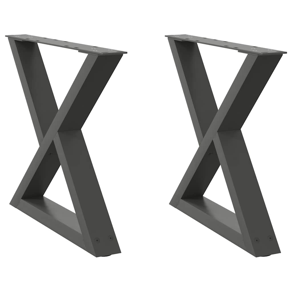 vidaXL Picioare pentru măsuță de cafea, 2 buc., antracit, 50x(42-43,3) cm, oțel