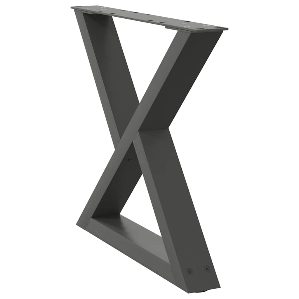 vidaXL Picioare pentru măsuță de cafea, 2 buc., antracit, 50x(42-43,3) cm, oțel