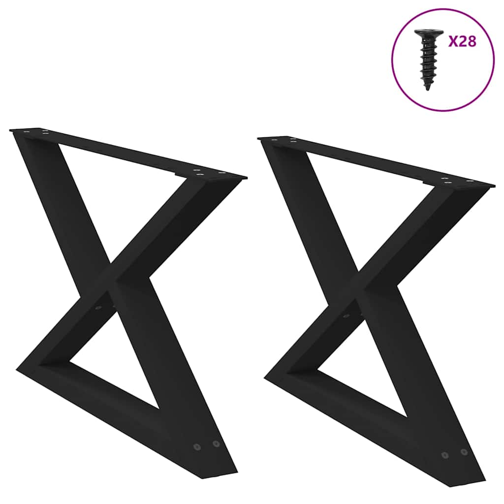 vidaXL Picioare pentru măsuță de cafea, 2 buc., negru, 70x(42-43,3) cm, oțel vidaXL Picioare pentru măsuță de cafea, 2 buc., negru, 70x(42-43,3) cm, oțel