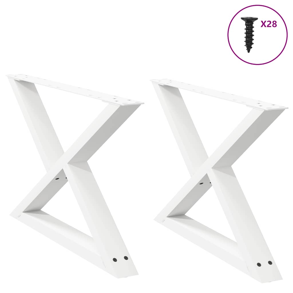 vidaXL Picioare pentru măsuță de cafea, 2 buc., alb, 70x(42-43,3) cm, oțel