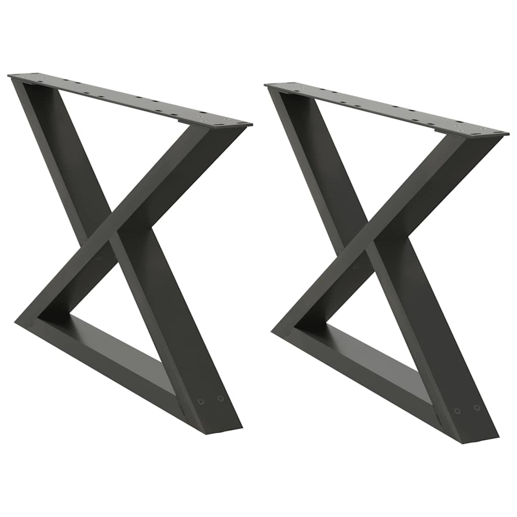 vidaXL Picioare pentru măsuță de cafea, 2 buc., antracit, 70x(42-43,3) cm, oțel